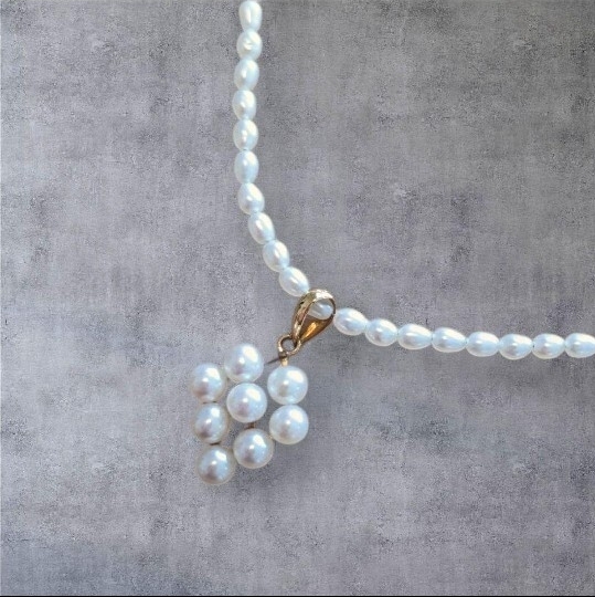 1円【K18】パール ネックレス 冠婚葬祭 結婚式 パーティー ゴールド 金 真珠 モチーフ 18金 アクセサリー ペンダント 本真珠 ヴィンテージ拍卖