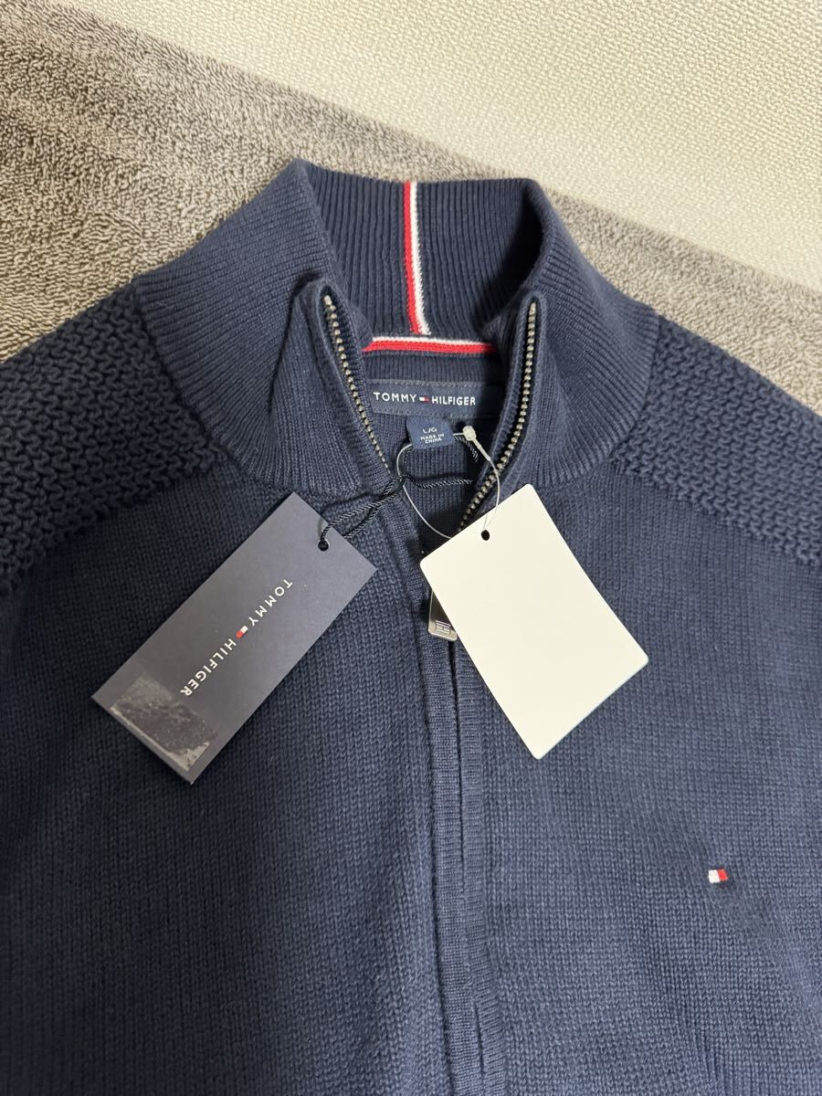 【TOMMY HILFIGER トミーヒルフィガー】新品タグ付き ハーフジップ ニット L拍卖