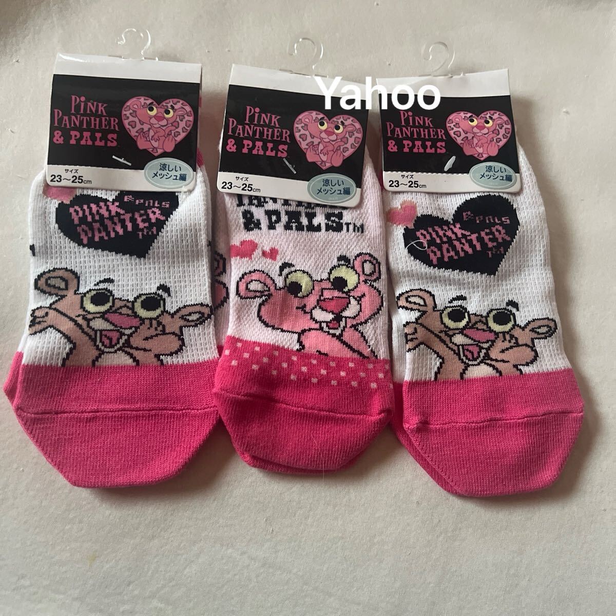 3足セット/靴下/ピンクパンサー PinkPANTHER &PALS 新品/ソックス/23~25cm くつした くつ下/SANRIO/サンリオ/涼しい/メッシュ編拍卖