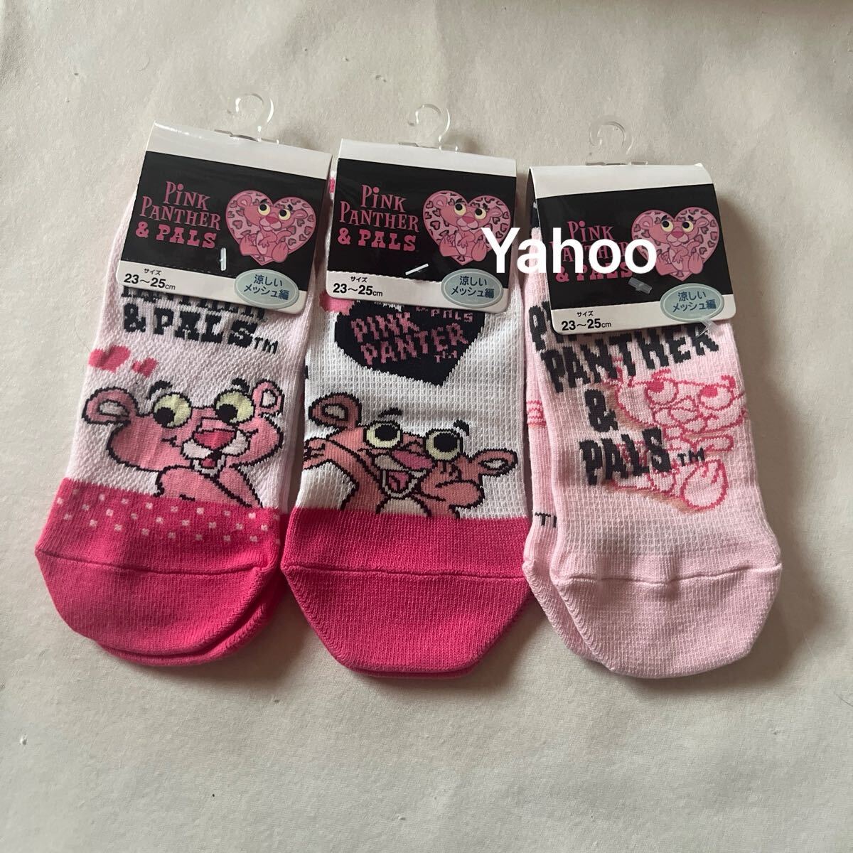 3足セット/靴下/ピンクパンサー PinkPANTHER &PALS 新品/ソックス/23~25cm くつした くつ下/SANRIO/サンリオ/涼しい/メッシュ編拍卖
