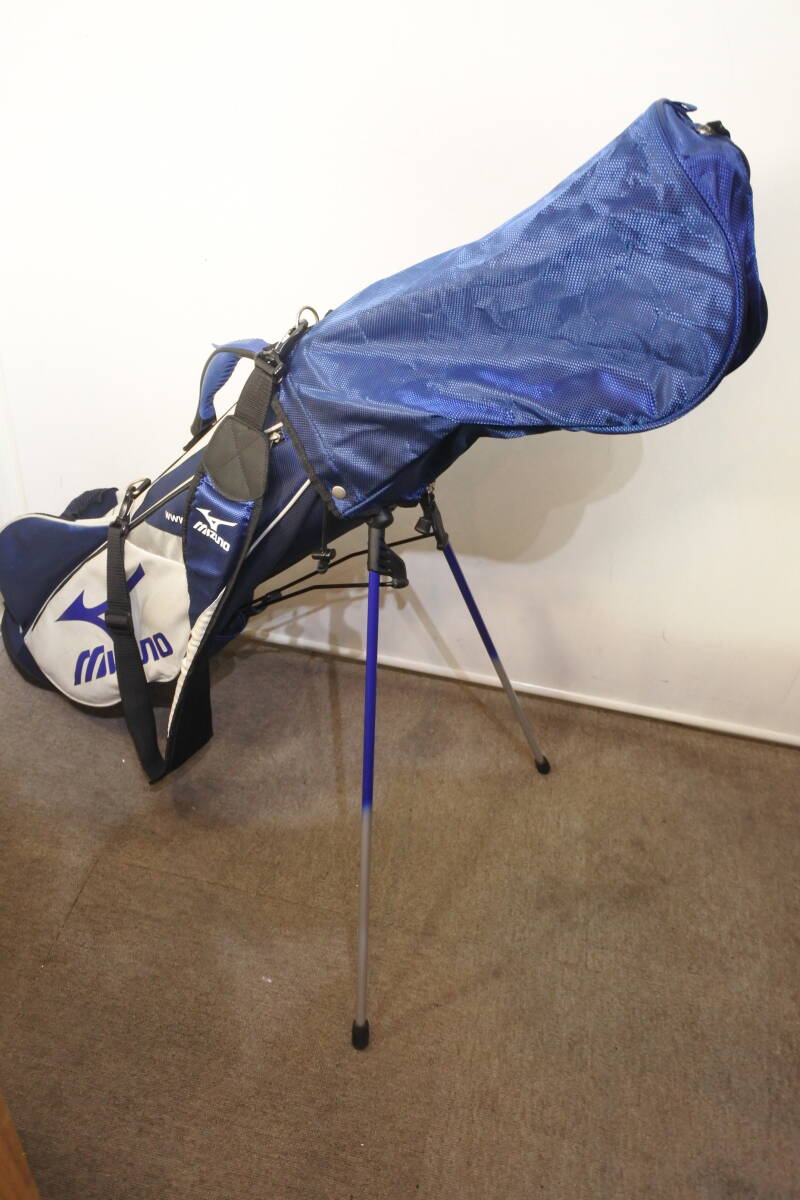 【KSD/Q/43】ミズノ スタンド式軽量 キャディバッグ 小型 重量1.90kg 練習などに最適大きなダメージ無し スタンド、ファスナー良好拍卖