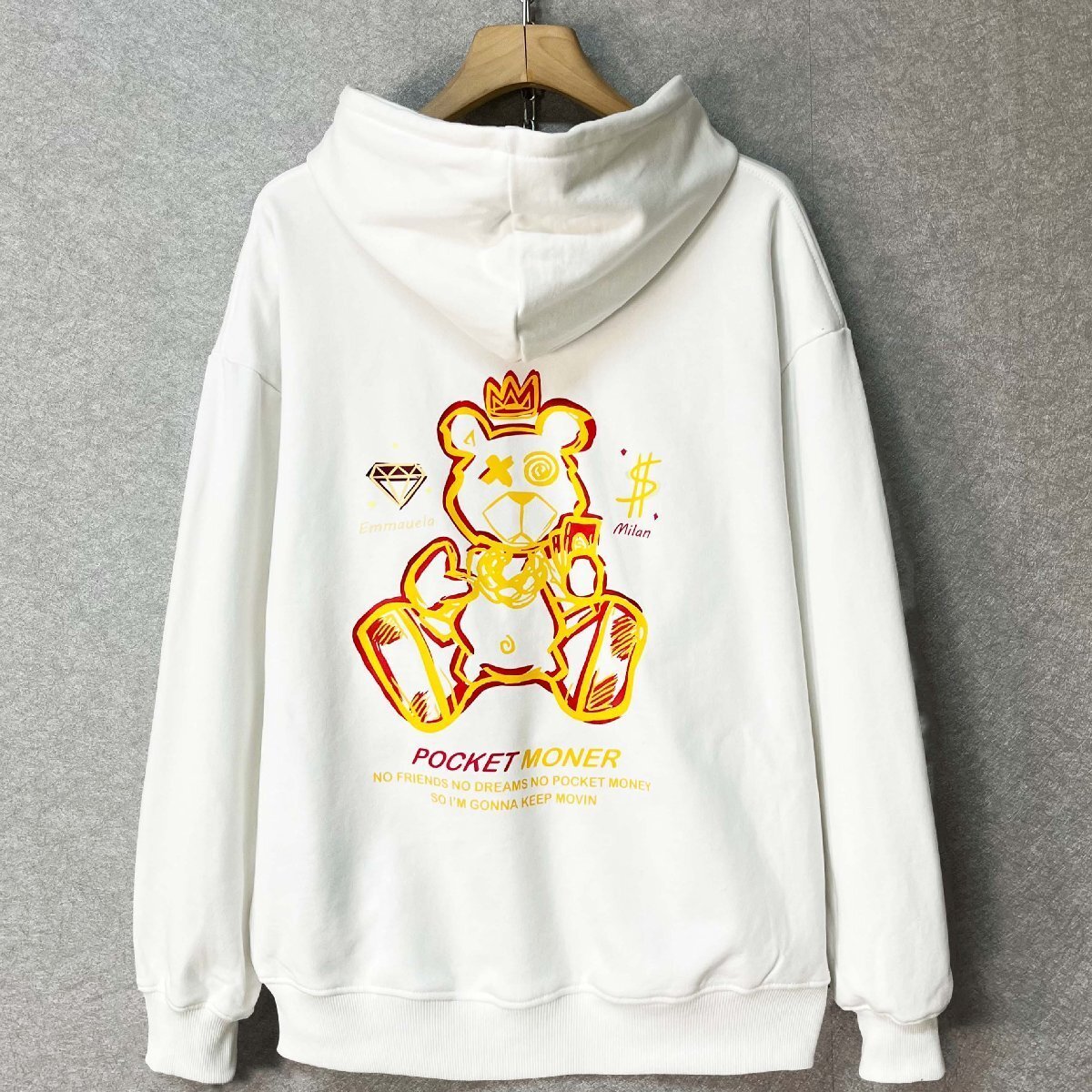 人気・パーカー 定価4万◆Emmauela・イタリア・ミラノ発◆コットン100% 保温 ソフト 遊び心 クマ柄 カットソー トップス 長袖 秋冬 L/48拍卖