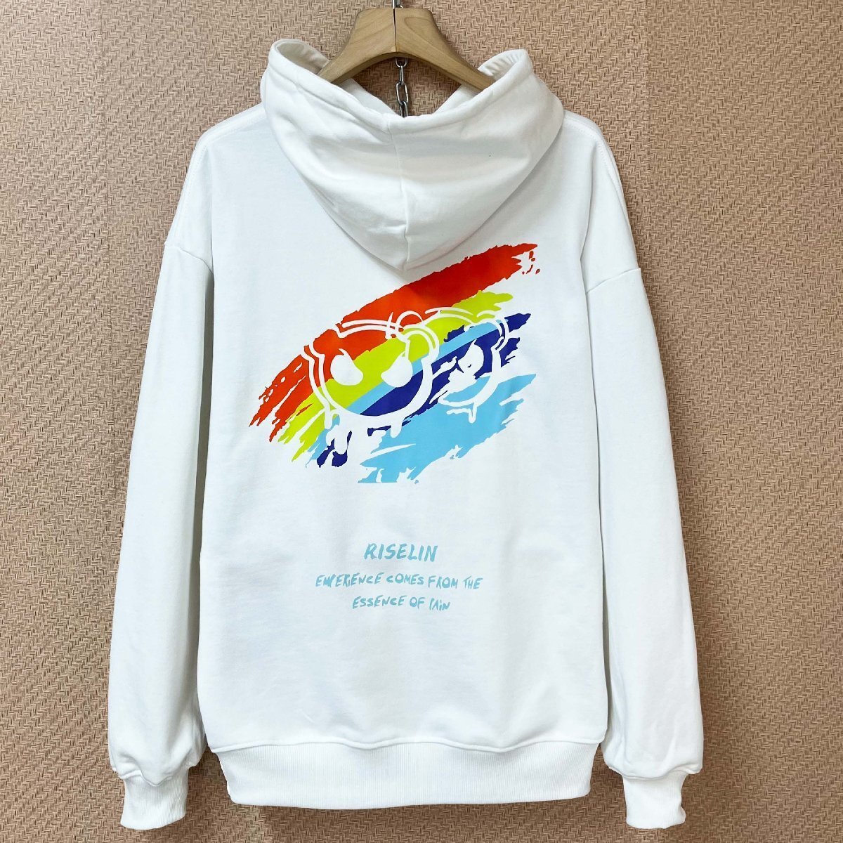 絶賛ヨーロッパ製※定価4万◆ブルガリア発※RISELIN パーカー コットン100% 柔らか ゆったり レインボー柄 カラフル スウェット 日常 L/48拍卖