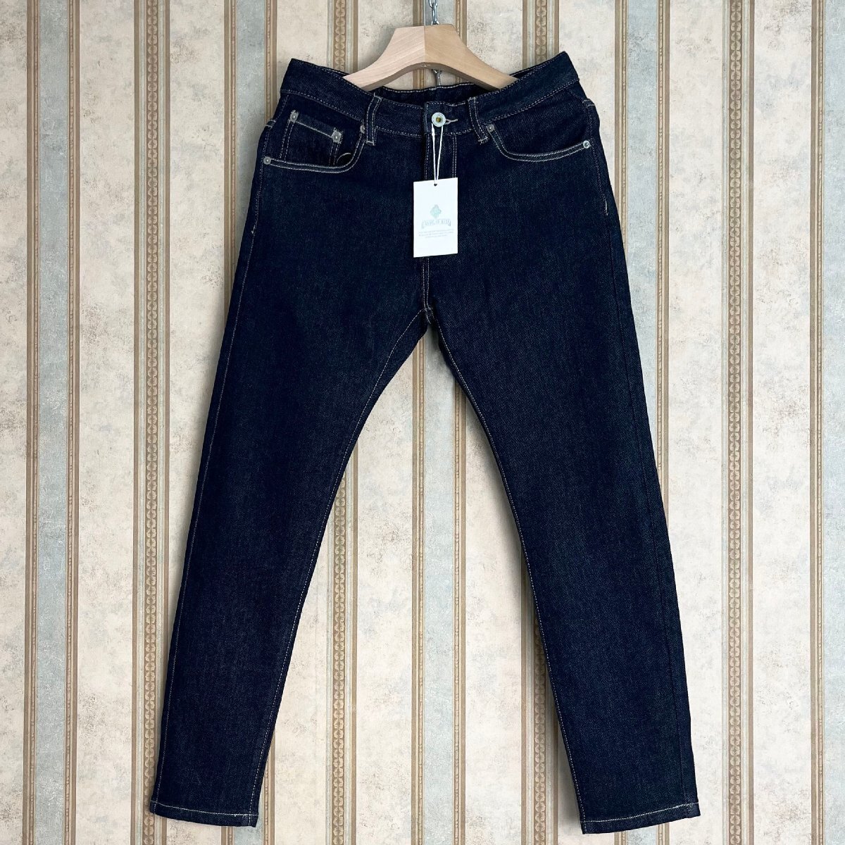 上級 定価4万 FRANKLIN MUSK・アメリカ・ニューヨーク発 デニムパンツ 綿混 通気 タイツ 刺繍 ジーンズ ロングパンツ 普段着 街着 サイズ33拍卖