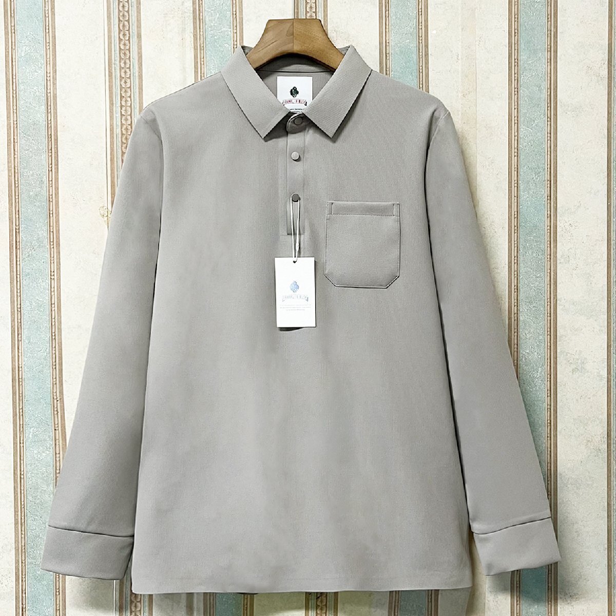 上品 定価4万 FRANKLIN MUSK・アメリカ・ニューヨーク発 長袖 ポロシャツ ソフト 無地 トップス ビジネス スポーツウェア ゴルフ サイズ2拍卖