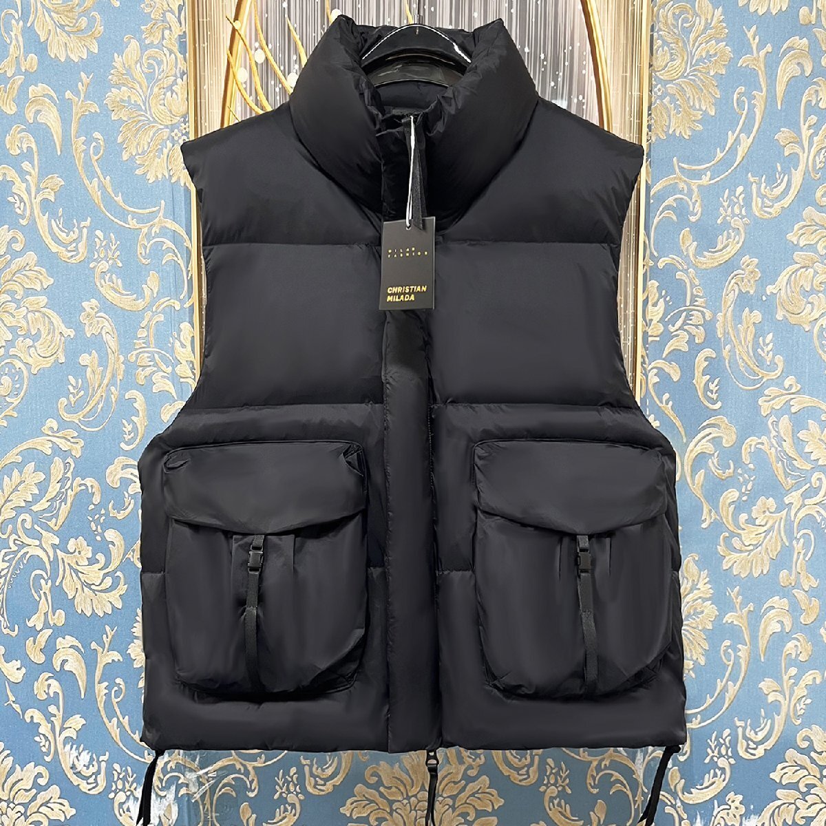 定価8万★christian milada・ミラノ発・ダウンベスト★ダックダウン90% 防寒 ふわふわ 軽量 無地 個性 アウター ジャケット 通勤 2XL/52拍卖