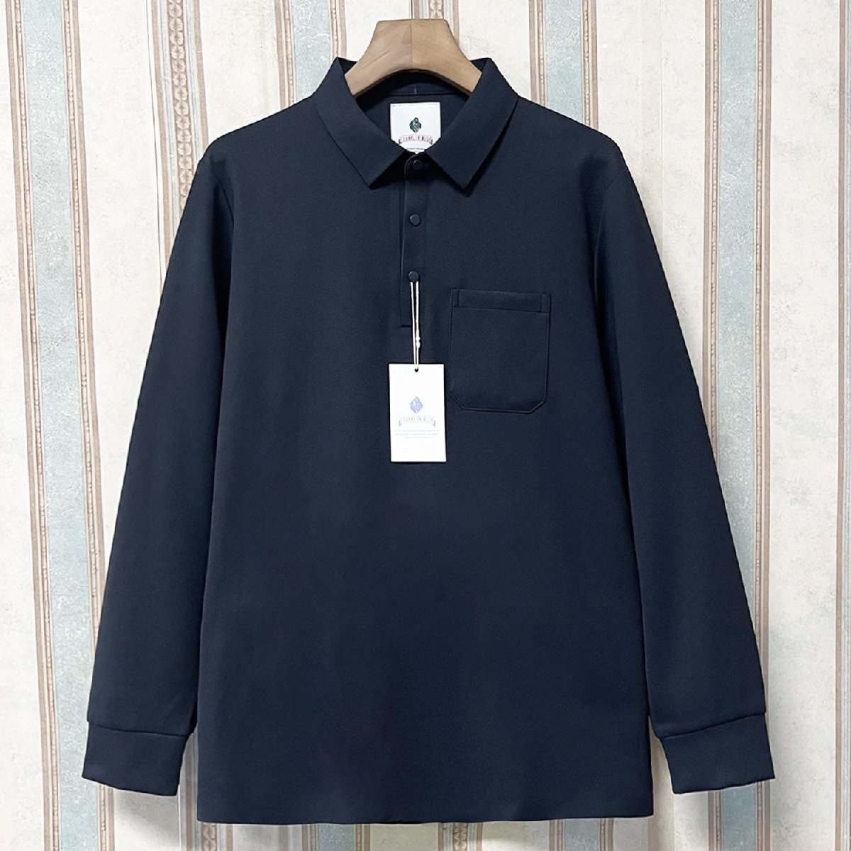 定番 定価4万 FRANKLIN MUSK・アメリカ・ニューヨーク発 長袖 ポロシャツ ソフト 無地 トップス ビジネス スポーツウェア ゴルフ サイズ1拍卖