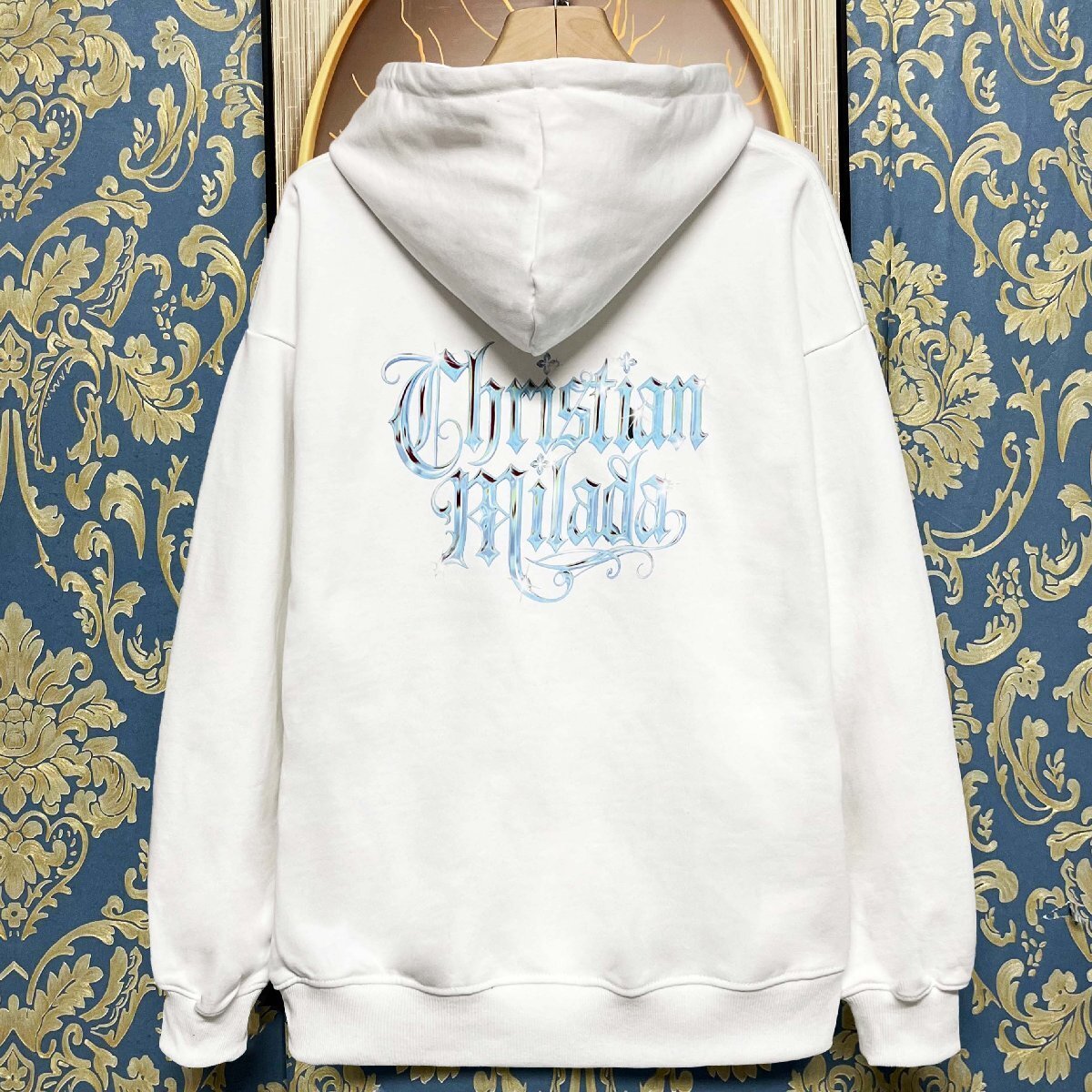 定価4万★christian milada・ミラノ発・パーカー★綿100% ソフト ロゴ お洒落 ゆったり カジュアル トップス トレーナー 普段着 2XL/52拍卖