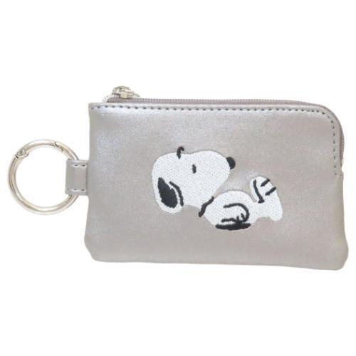 @【即決】▽スヌーピー キーケースポーチ▽ カミオジャパン ピーナッツ 鍵ケース 小物入れ メタリック シルバー 刺繍 かわいい // 227520拍卖