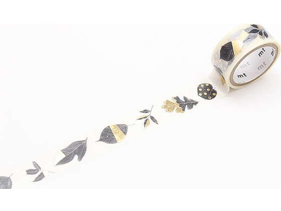 @【即決】■mt■マスキングテープ 箔押し 葉 /15mm×3m /キラキラ /デコレーション ラッピング /マステ /葉っぱ 植物 秋 //MTHK1P07拍卖