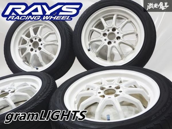 ●RAYS レイズ gramLIGHTS グラムライツ 16インチ 6.5J +45 4H 4穴 PCD100 白 ホイール 195/50R16 2020年 タイヤ 4本 フィット シビック拍卖