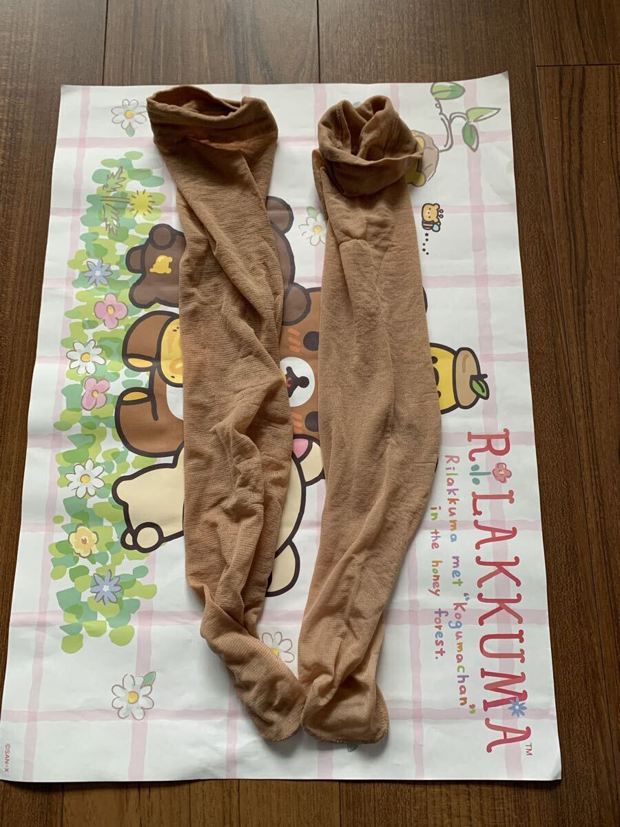 【未使用】ベージュナイロンハイソックス ひざ下ストッキング レディース靴下 ☆ クローゼット整理品拍卖