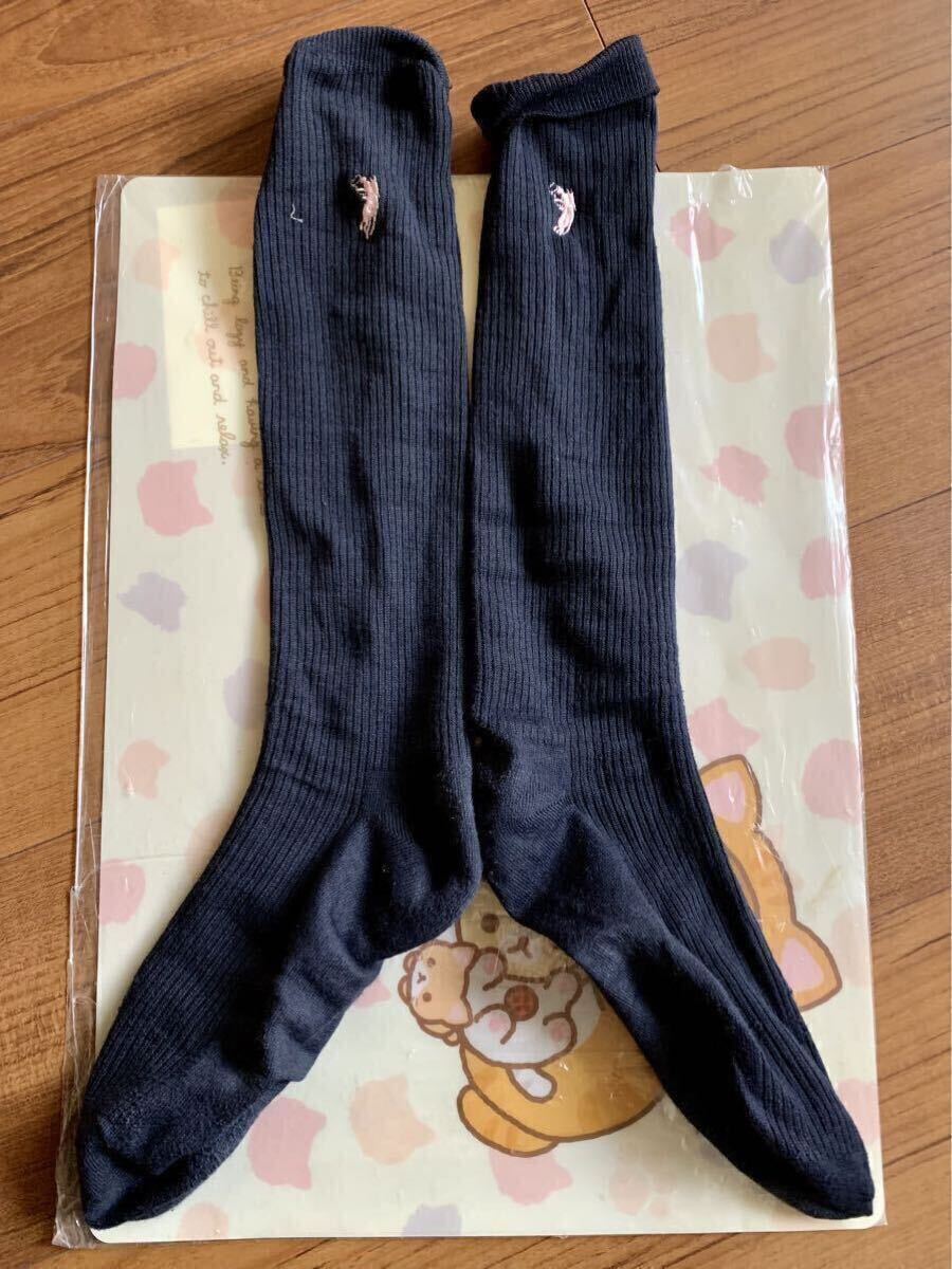 【中古】POLO 紺色ハイソックス スクールソックス レディース靴下 ピンク色ワンポイント☆ 中古品 USED ECO 整理品 Hc済…拍卖