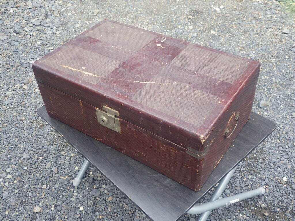 『レトロ感のある旧い収納箱』455×280×165 昭和レトロ モダン アンティーク ヴィンテージ 木箱拍卖