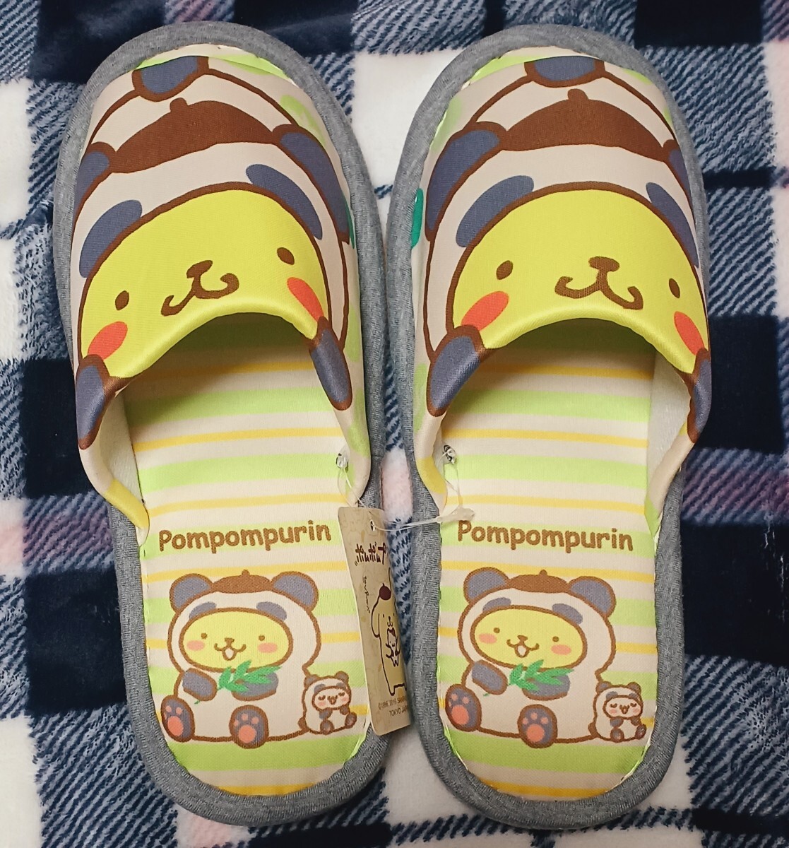 新品送料無料 ポムポムプリン スリッパ 大人用 室内用 ルームスリッパ 23-25cm 拍卖