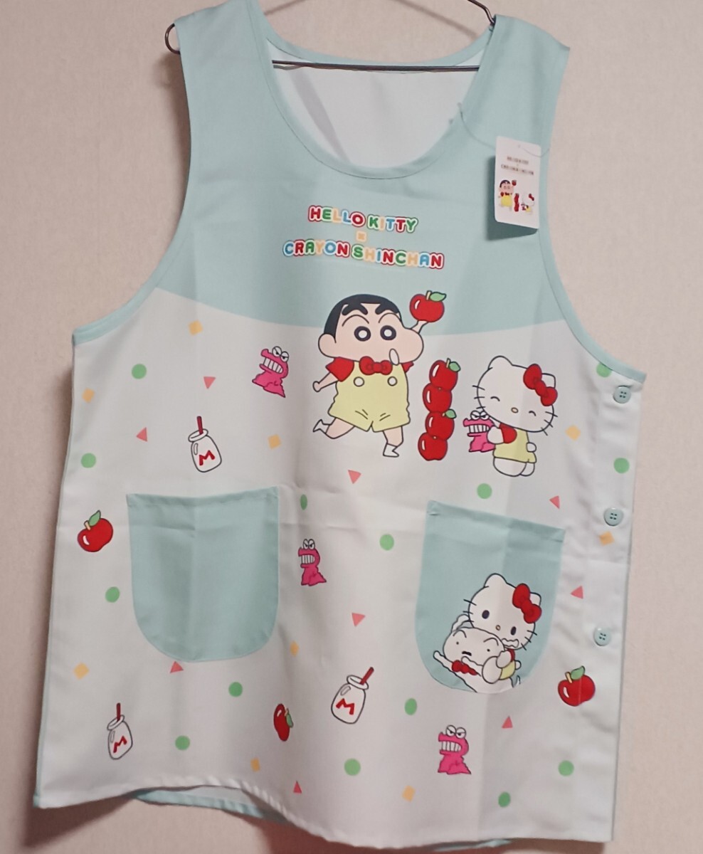 新品送料無料 クレヨンしんちゃん ハローキティ エプロン 大人用 保育士 介護士 3L-4L 大きいサイズ拍卖