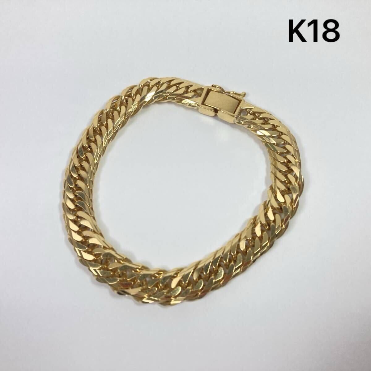 ◆K18 喜平 ブレスレット Mカット 14面 トリプル 中留め 総重量 30.5g 造幣局刻印入り 18金 イエローゴールド 750 YG◆拍卖