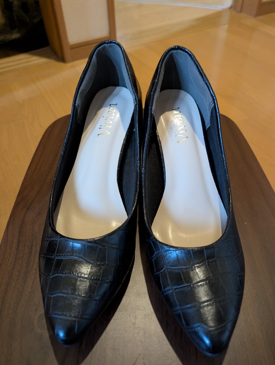 パンプス ヒール 黒 25.5拍卖