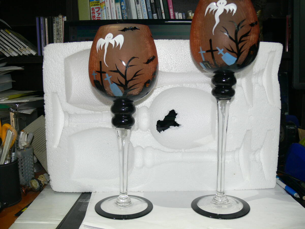 ハロウィン キャンドルホルダー ワイングラス型キャンドルホルダー 装飾品 1個欠品拍卖