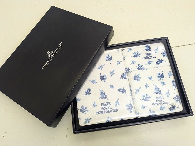 UU256-N29-5691 ROYAL COPENHAGEN ロイヤルコペンハーゲン タオルセット ウォッシュタオル フェイスタオル バスタオル 3枚セット 現状品2拍卖