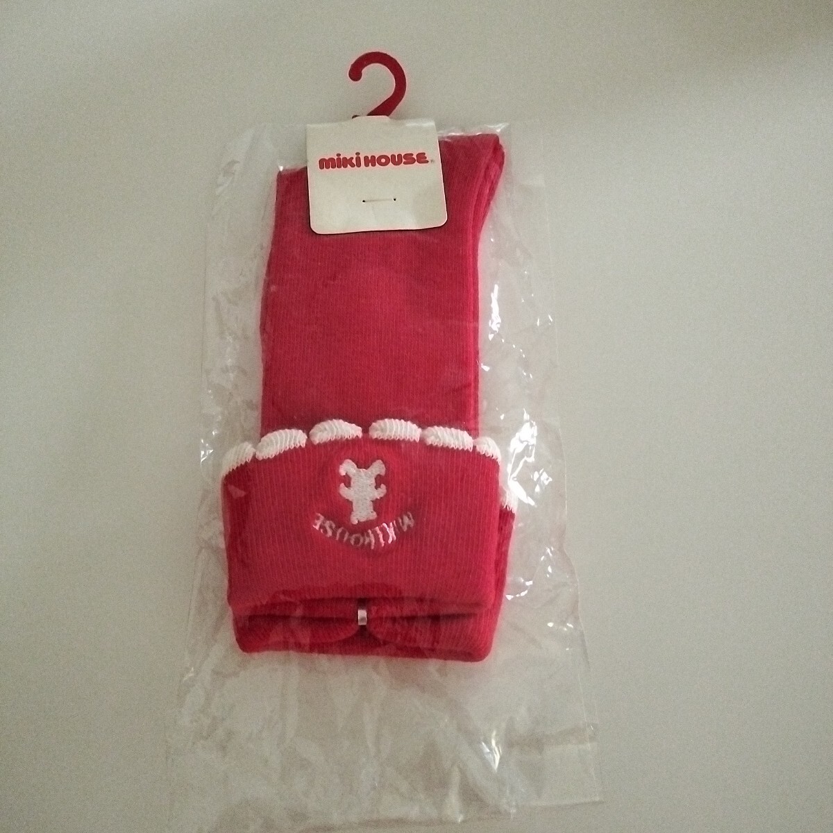 【新品未使用】ミキハウス ソックス 靴下 赤&白 クリスマス くま レトロ 11~13cm 女の子 日本製 送料無料 匿名配送拍卖