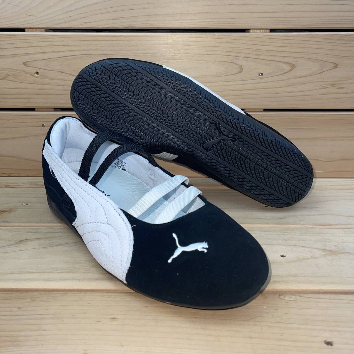 プーマ 23cm スピードキャット バレエ ウィメンズ 税込定価12100円 ブラック ホワイト PUMA SPEEDCAT BALLET SD W 黒 白 天然皮革拍卖
