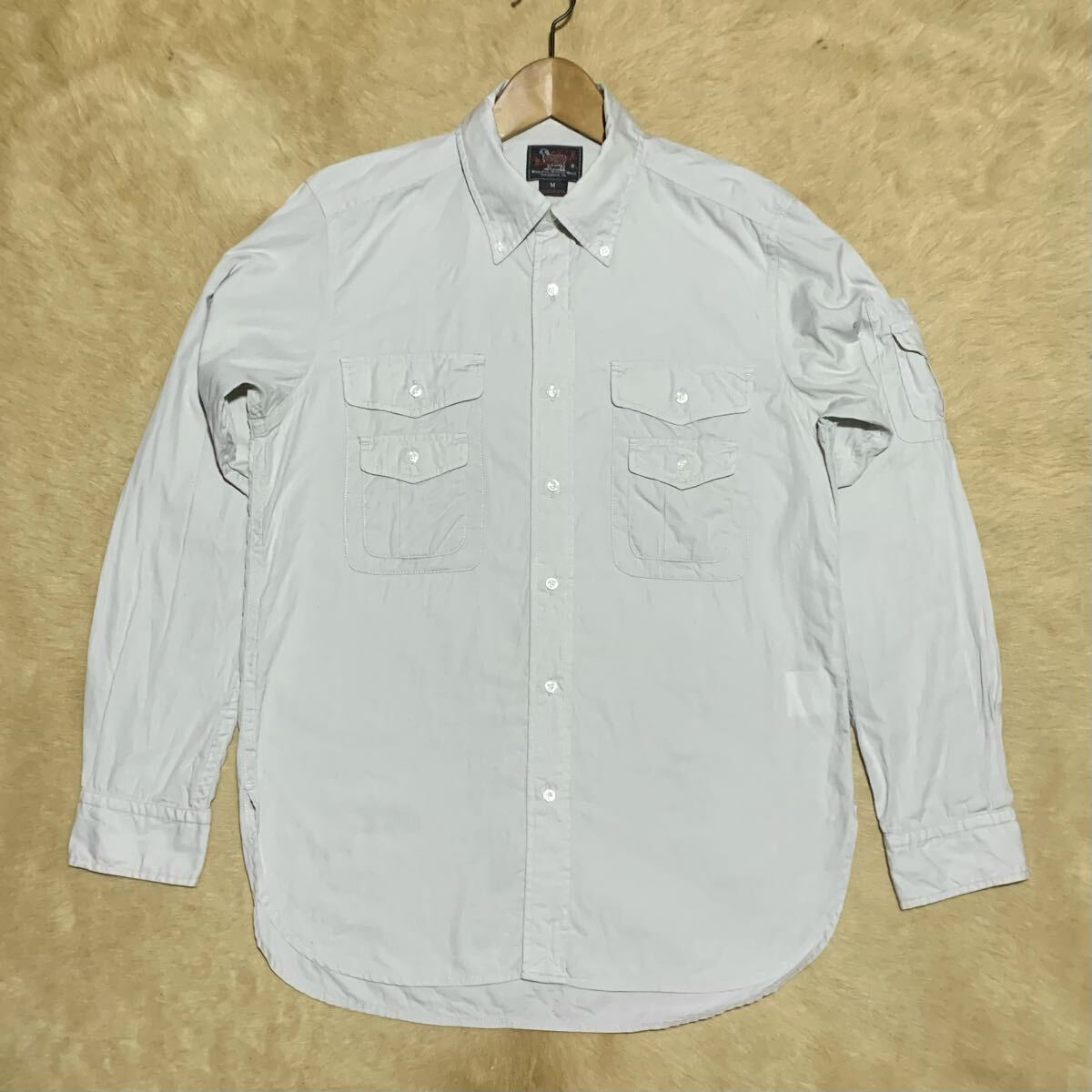 WOOLRICH WOOLEN MILLS/Made in USA/ウールリッチ/L/S Work Shirt/Safari Shirt/長袖ボタンダウンワークシャツ/Light Khaki/Medium拍卖