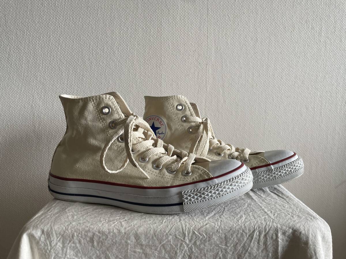 *コンバース キャンバスハイカットスニーカー 25.0㎝/CONVERSE 定番カラー ナチュラルホワイト ユニセックス 男女兼用拍卖