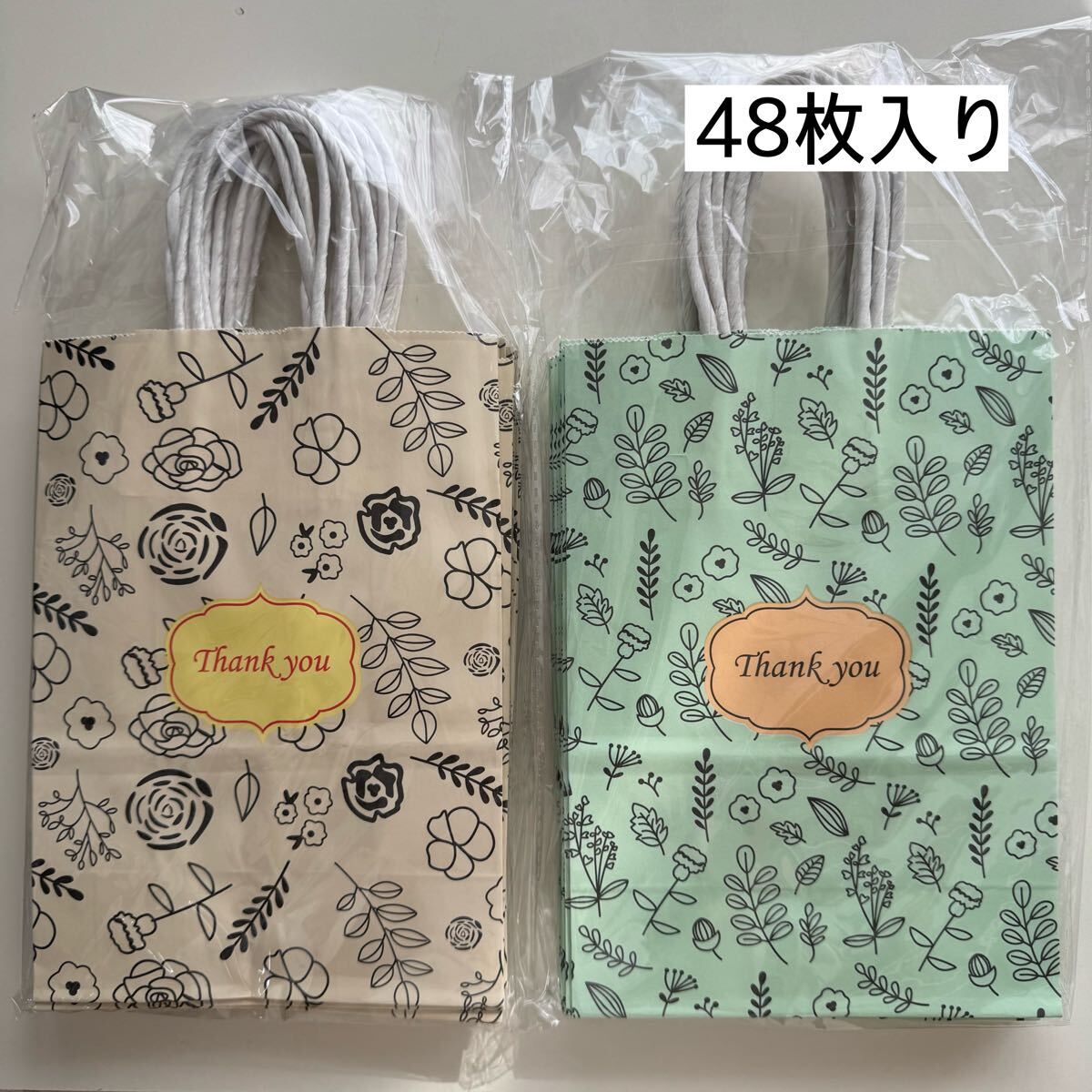 紙袋 小花柄 2種類/各24枚ずつ/総数48枚拍卖