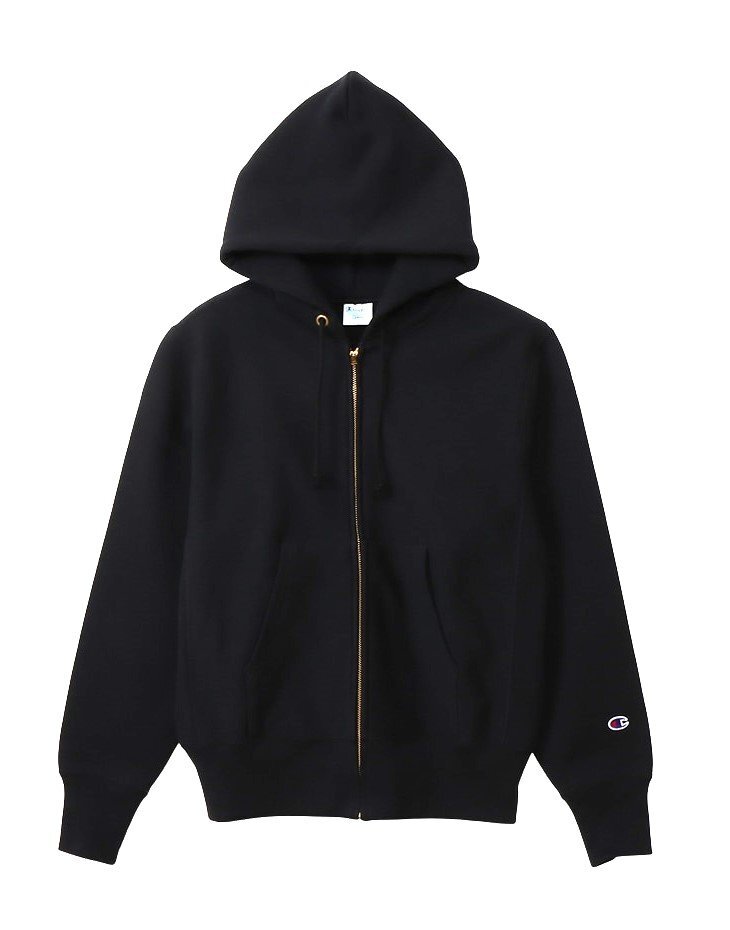 送料無料 チャンピオン 青タグ リバースウィーブ ジップパーカー スウェット コットンUSA 厚地 裏起毛 保温 黒 M C3-Y134拍卖