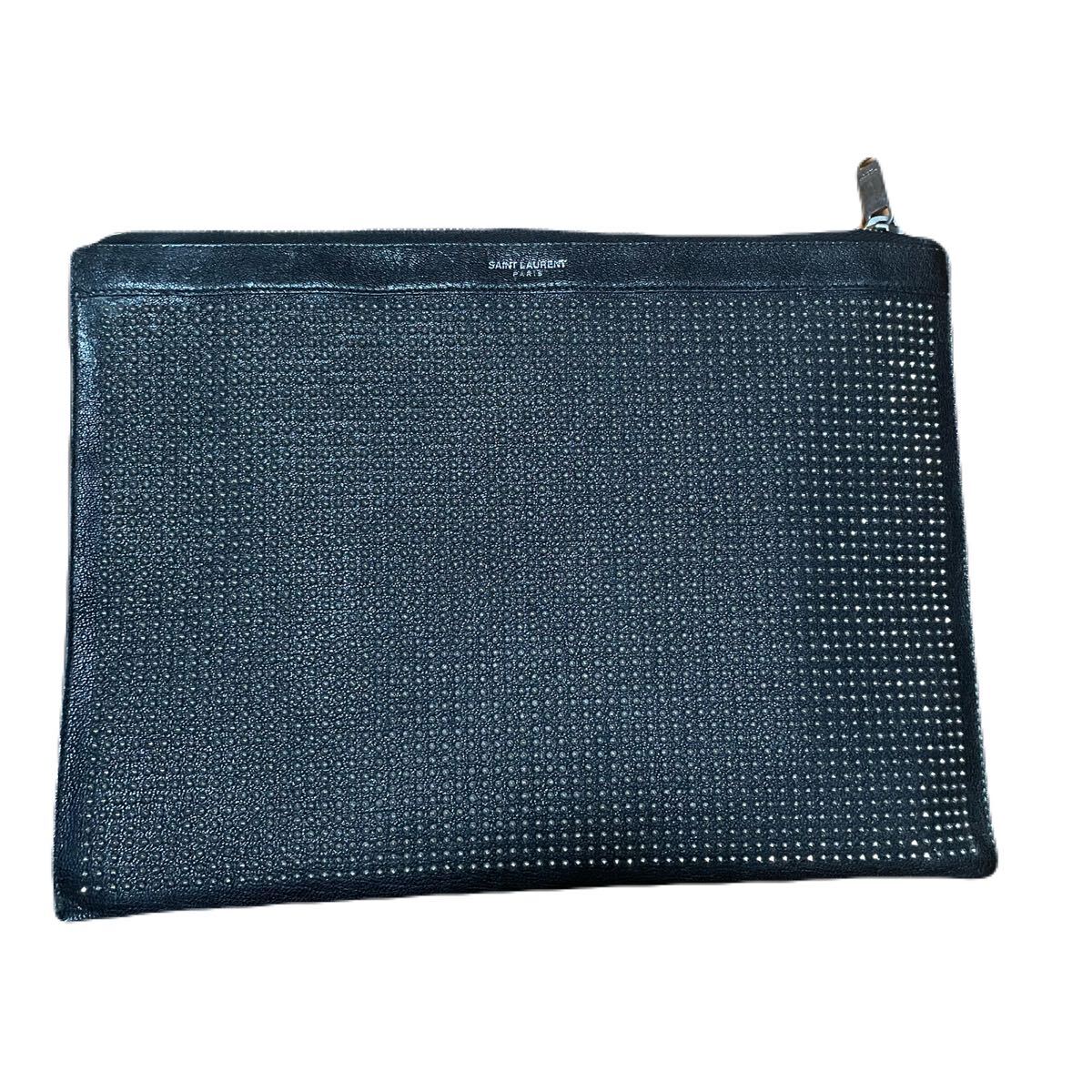 ★美品★ SAINT LAURENT サンローラン マイクロスタッズ レザークラッチバッグ拍卖