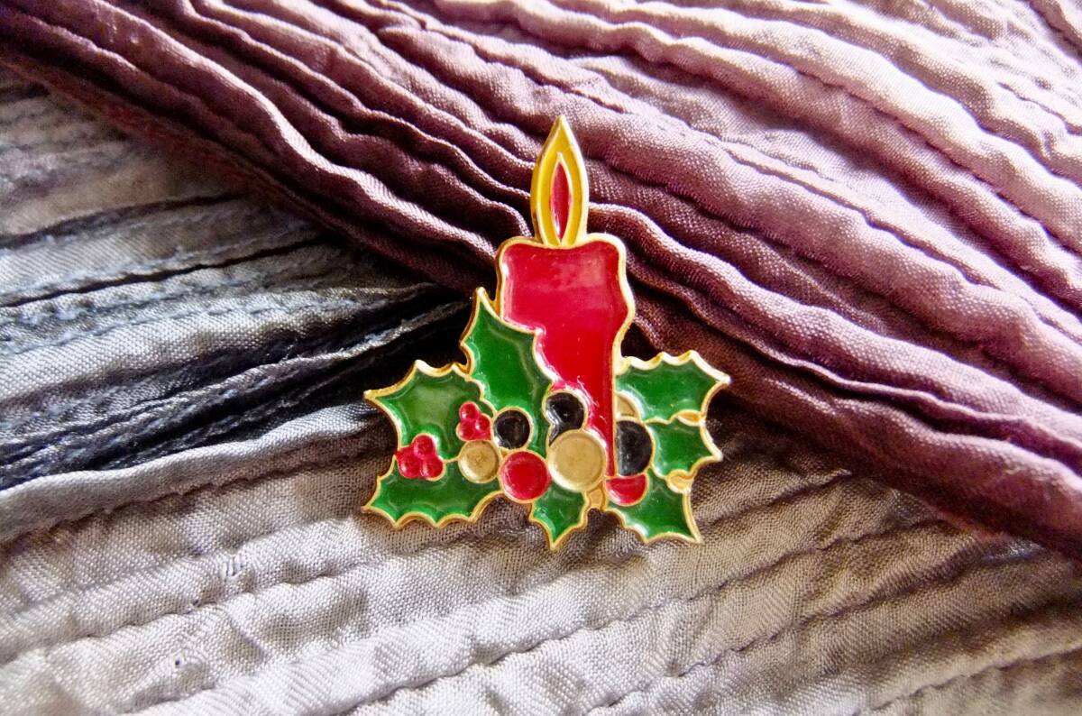 ヴィンテージ:柊とキャンドルのブローチ 1-4 拍卖