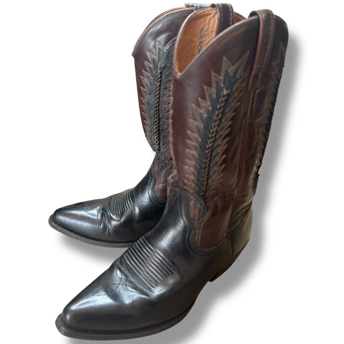 美品 41 26cm LOBLAN ベネズエラ製 ウエスタンブーツ ブラウン 本革 カーボーイブーツ拍卖