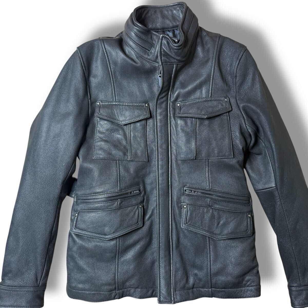 5 TETE HOMME M 65 レザージャケット テットオム 本革 ブラック 黒 ライダースジャケット拍卖