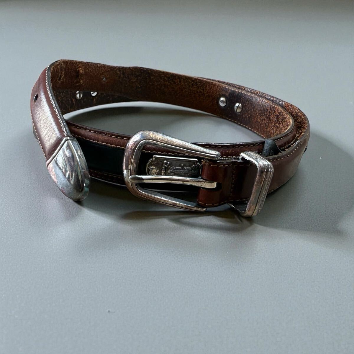 ONYX BY BRIGHTON 38 ウエスタンベルト レザーベルト本革 本皮 ブラウン ビンテージ拍卖