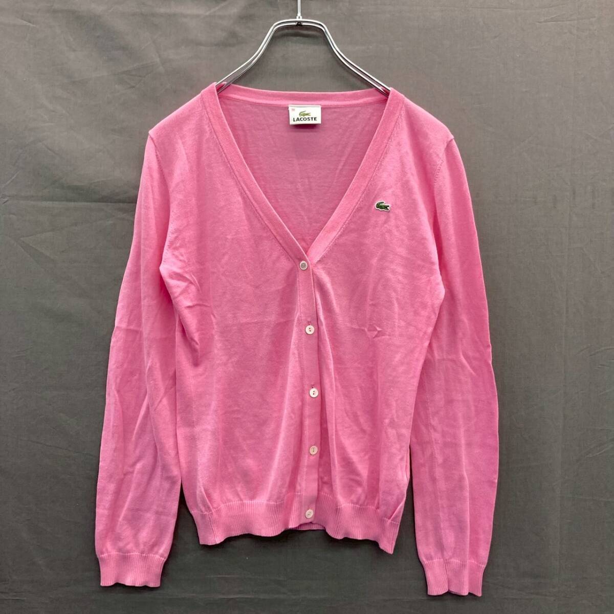 071006 292604-4 LACOSTE ラコステ ライトカーディガン ピンク系 38サイズ レディース拍卖