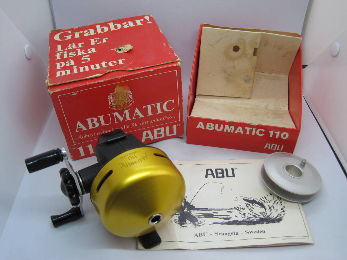 ABU アブマチック 110 クローズドファイススピンキャストリール 1968~77年製 美品箱入り 説明書き フルオリジナル ビンテージリール拍卖