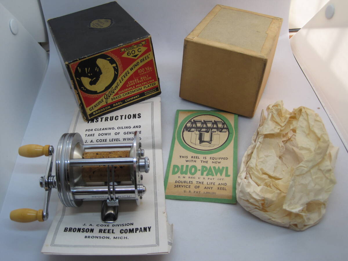 JACoxe 60C ダイレクトドライブリール 1940~50年代製 美品箱入り 説明書付き フルオリジナル ビンテージリール拍卖