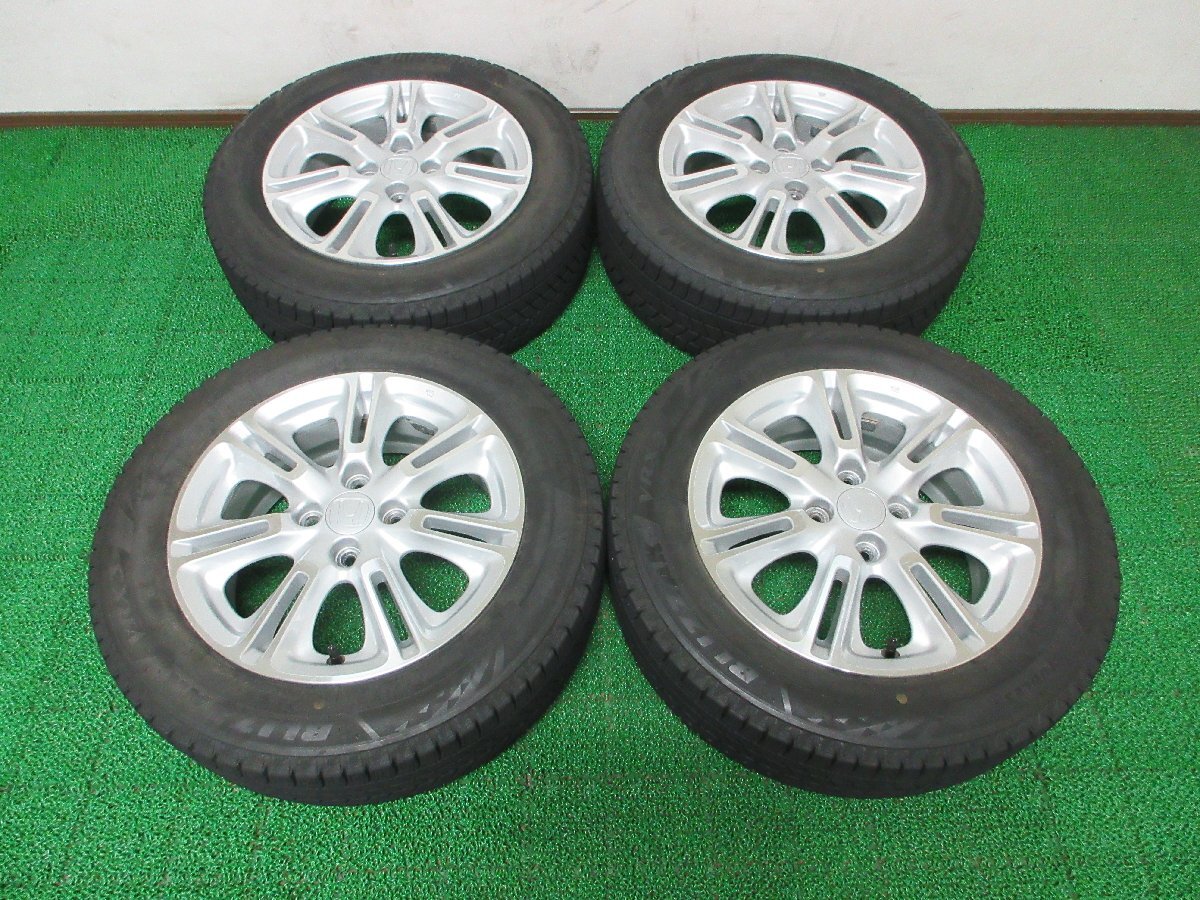 G306【条件付 送料無料】175/65R15 超溝高 8.5分山 ブリヂストン スタッドレス VRX3 ♪ 21年製 ホイールセット 4本 ホンダ インサイト 純正拍卖