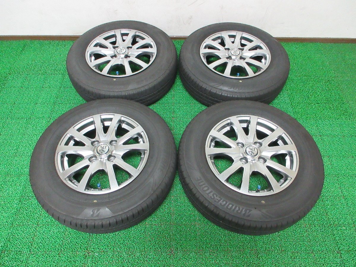 F772【条件付 送料無料】155/80R13 超溝高 8.5~9分山 ブリヂストン 夏タイヤ ECOPIA NH200 C 2022年製 ホイールセット 4本 激安 パッソ 等拍卖