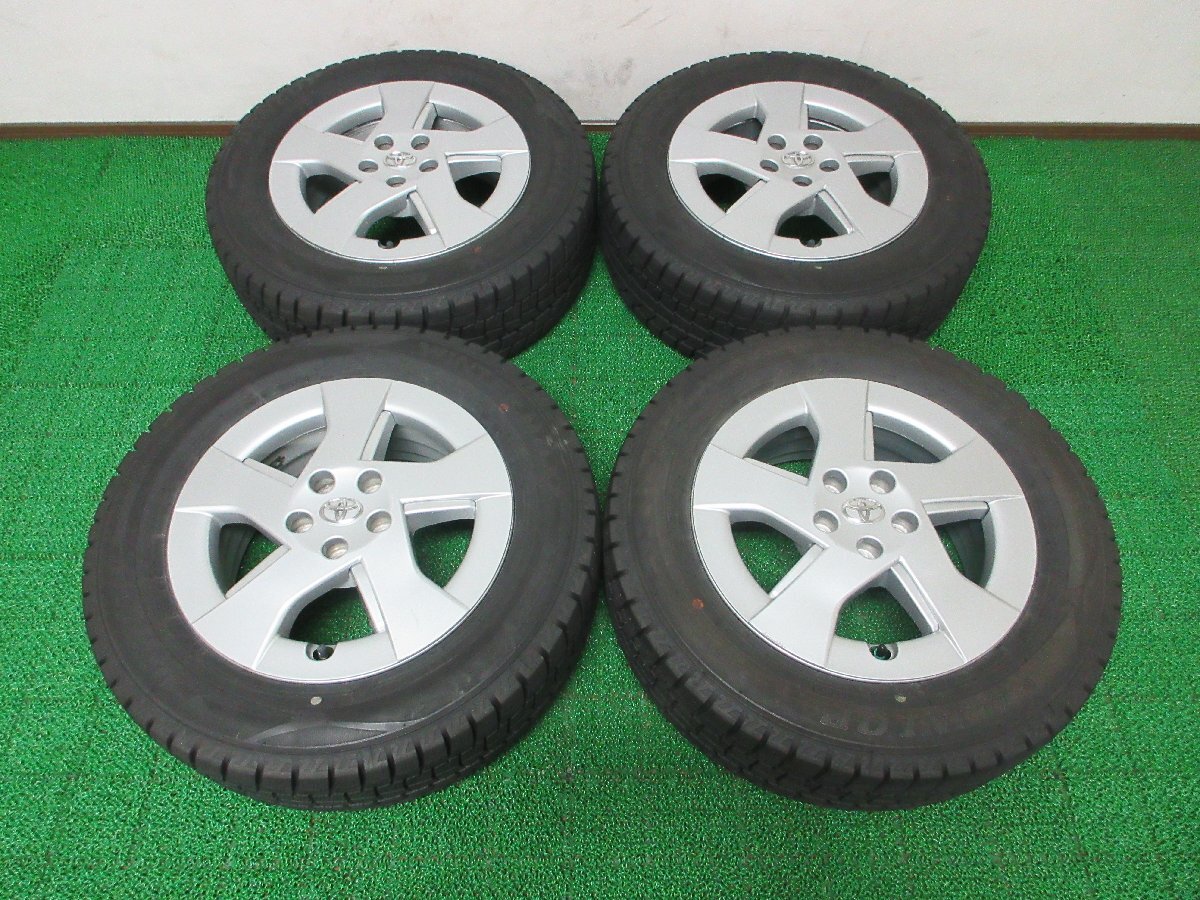 E014【条件付 送料無料】195/65R15 超溝高 8.5分山 スタッドレス WINTERMAXX WM02♪ 22年 アルミ ホイールセット 4本 トヨタ プリウス 純正拍卖
