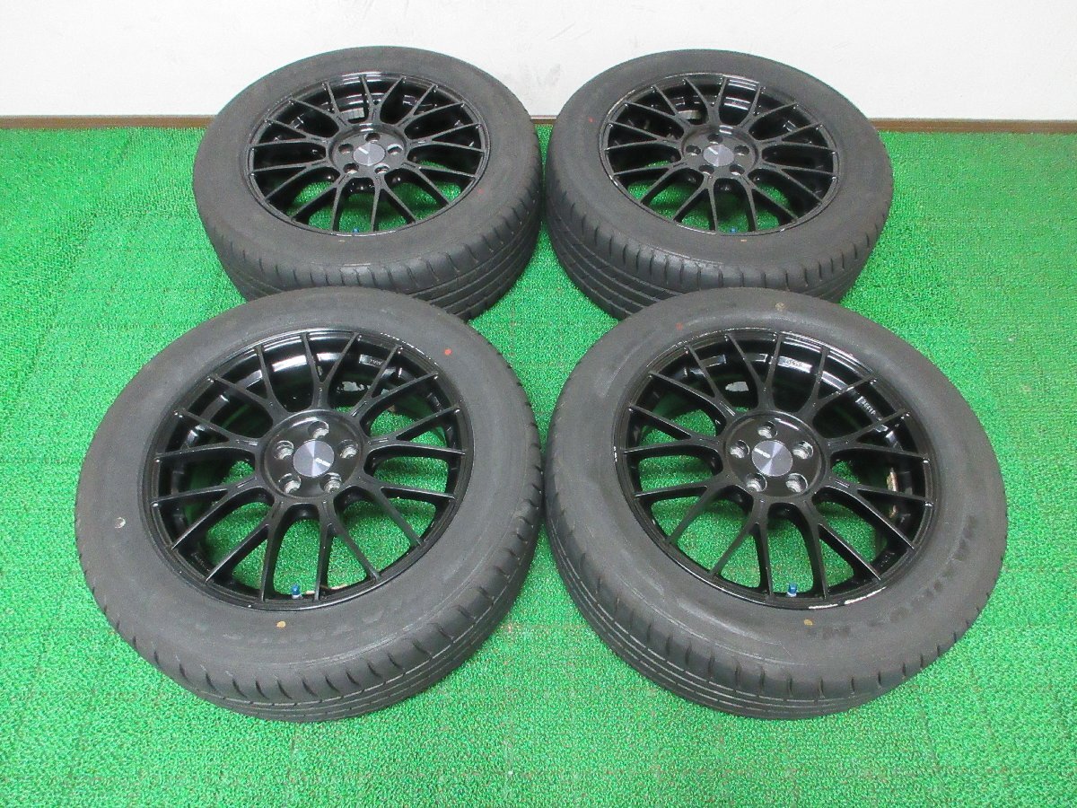 F786 SALE品【条件付 送料無料】225/55R17 超溝高 8.5~9分山 夏タイヤ 22年製 アルミ ホイールセット 4本 ENKEI PFM1 激安 フォレスター XV拍卖