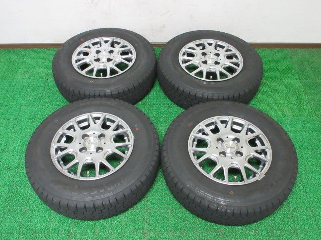 F024 SALE品【条件付 送料無料】165R13 94/92 ★ 8PR ★ 超溝高 9分山 スタッドレス 23年製 アルミ ホイールセット 4本 美品 プロボックス拍卖