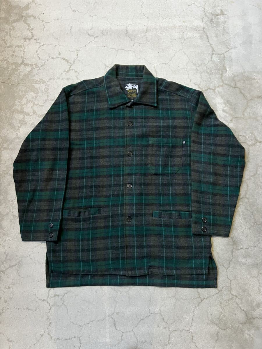 激レア スペシャル USA製 90’s OLD STUSSY ステューシー 黒タグ SSシャネルロゴ チェック柄 カバーオール ジャケット XL ギャルソンシャツ拍卖