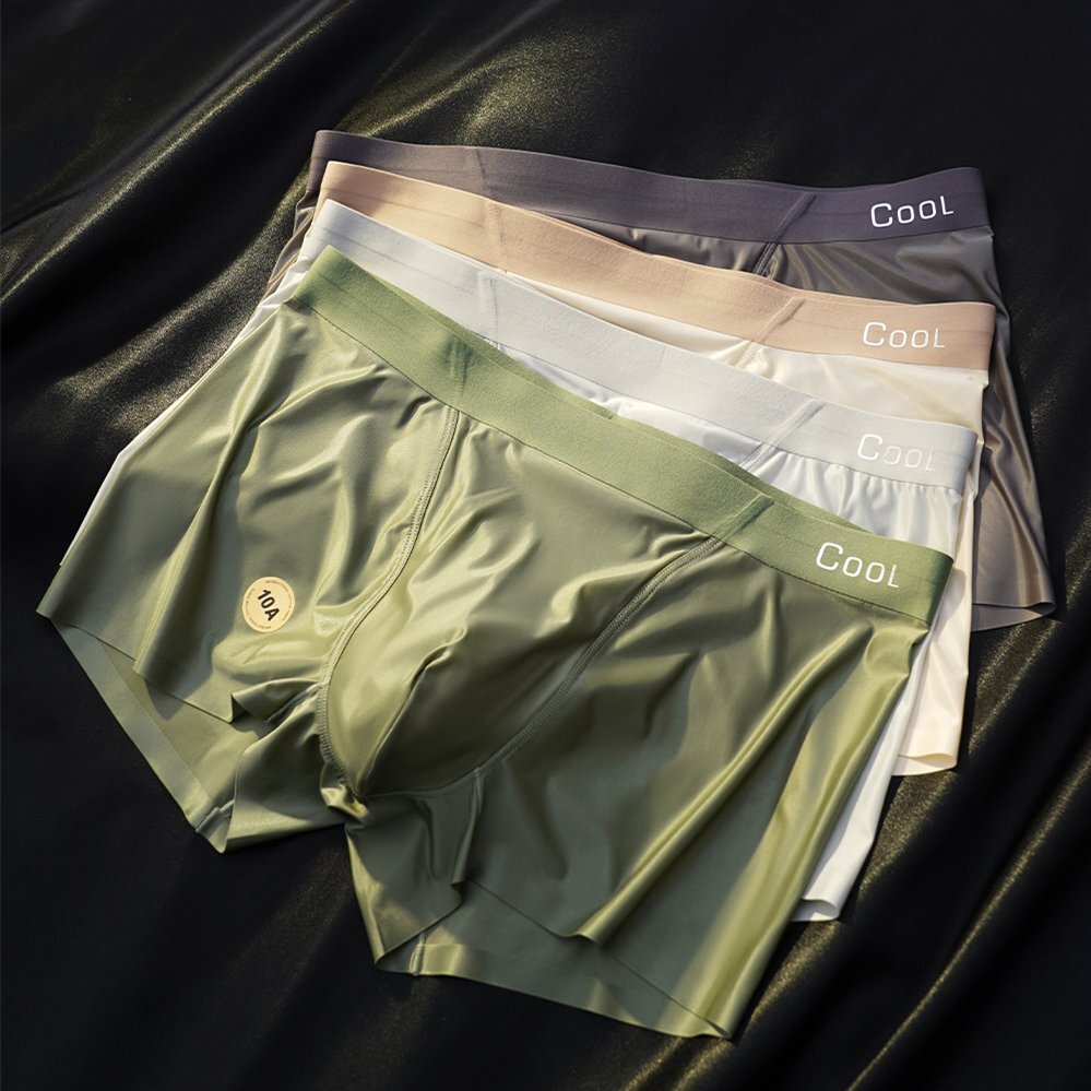 高級感ある光沢 ボクサーパンツ 4点セット メンズ下着 抗菌 桑蚕糸 夏の定番 肌触り抜群 男性 清涼 アンダーウェア 肌着 L拍卖