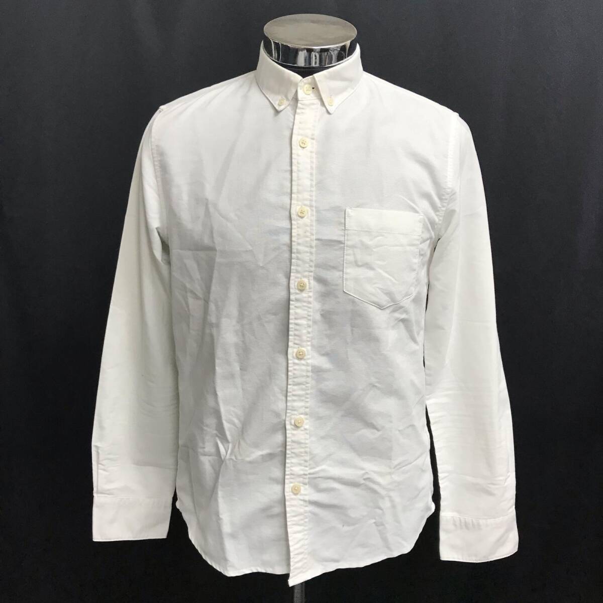 nano universe【ナノユニバース】長袖ドレスシャツ【size:L/メンズ/白/white】ボタンダウン/Tops◆BJ105-d拍卖