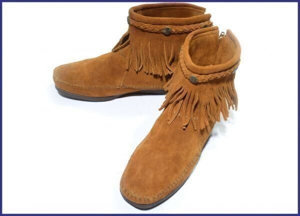 USA製★ミネトンカ/Minnetonka★ハイトップ/バックジップブーツ【8/24.5-25.0/レディース/ブラウン】Hi Top Back Zip Boot/shoes◆TSD06拍卖