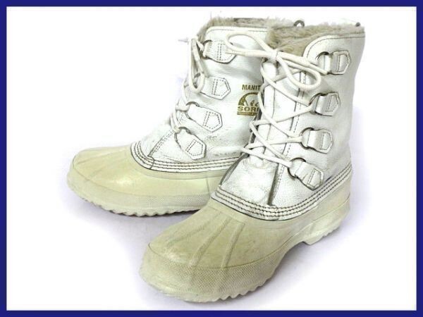 カナダ製/ビンテージ品★SORELソレル【WOS7/23.5-24.5/白】本革使用/インナー付き/高級スノーブーツ/MANITOUモデル◆3@R12拍卖