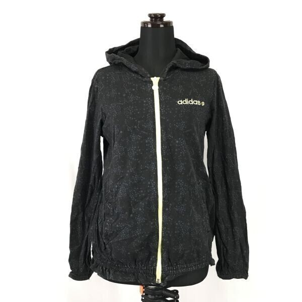 adidas★NEO LABEL/ジップアップパーカー【women’s size -M/黒/black/総星柄】Jackets/Jumpers◆BH159拍卖