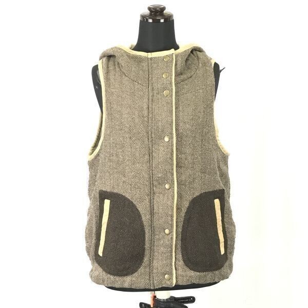 ペルソデア/persodea★中綿入りベスト/フーディー【women’s size -M/茶系/brown系】Jackets/Best◆BH99拍卖